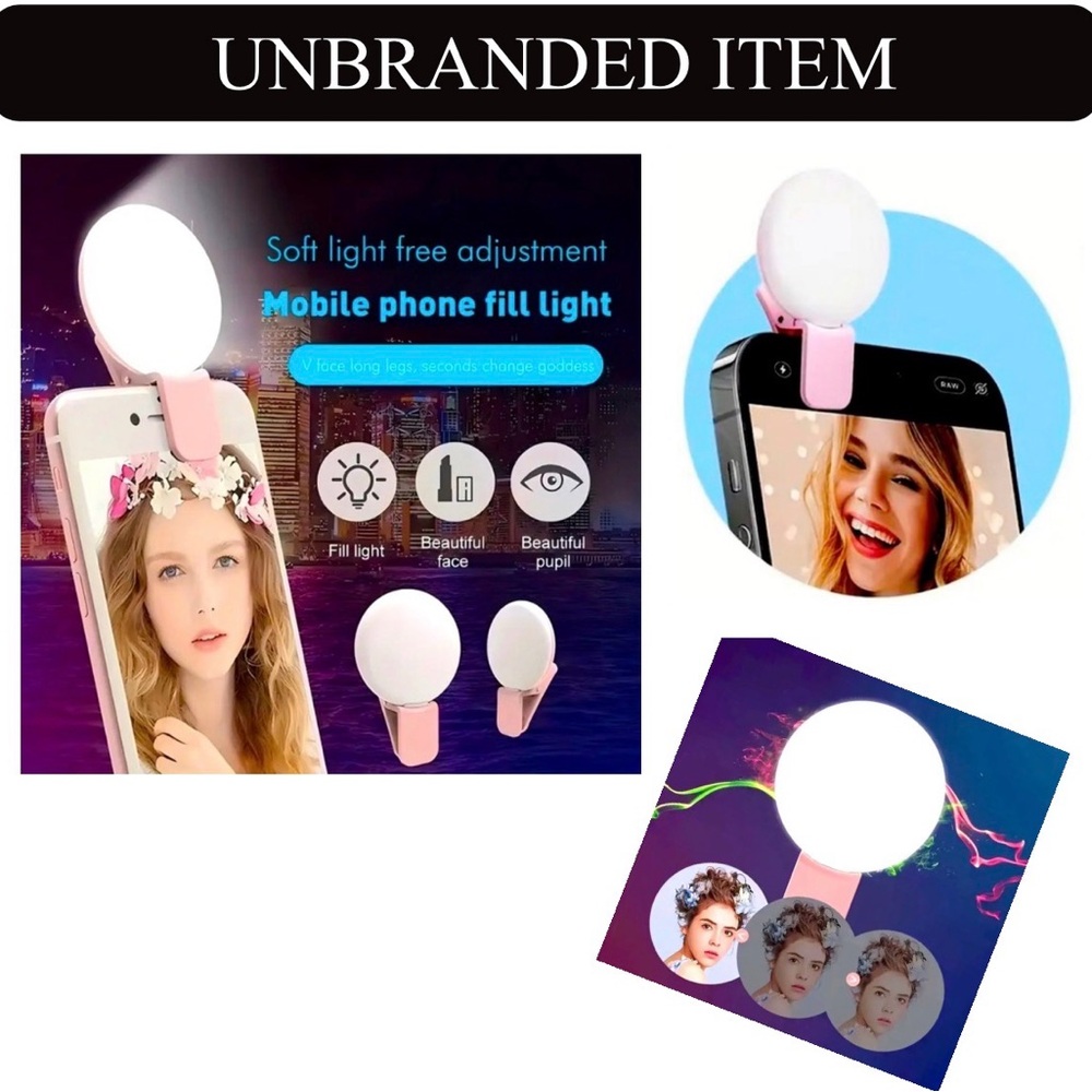 Pink Mobile Phone Detachable Clip-On Fill Light, NIB